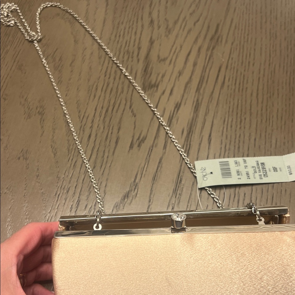 Elegant Tan Clutch with Silver Accents - Picture 3 of 3